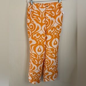 Find Me Now tropical orange & white pants SZ M